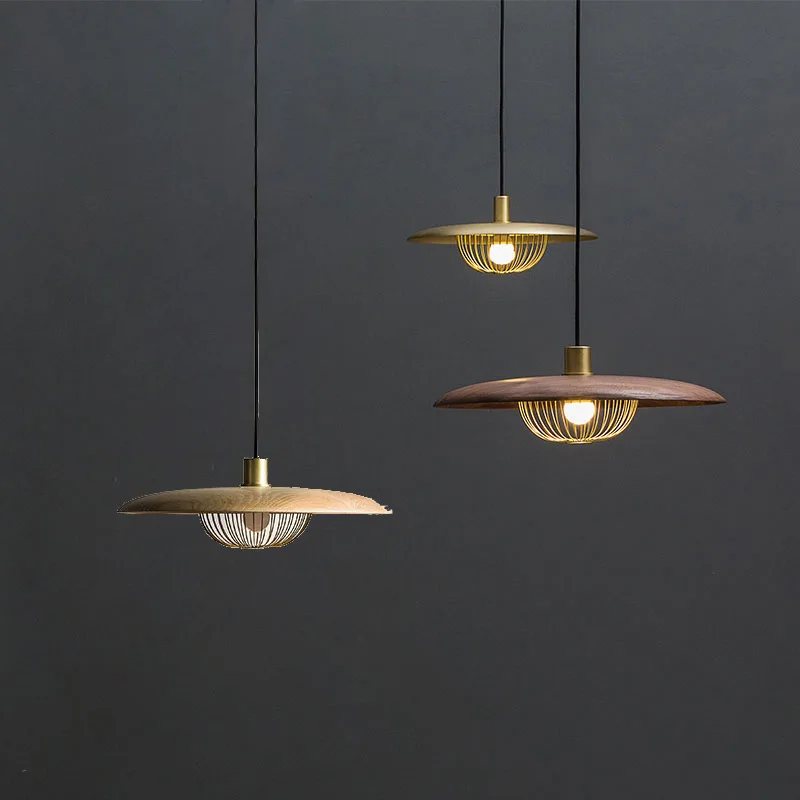 

Nordic Gold Wood Suspension Pendant Light Fixture Dinning luminaire suspendu Cafe Single Head hanging lamp Decor industrial lamp