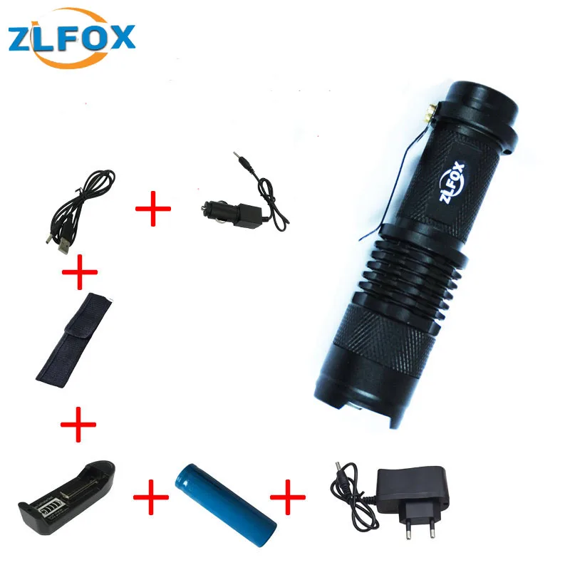 Zlfox светодио дный факел мини CREE Q5 отдых 7 Вт Регулируемый фокус Увеличить