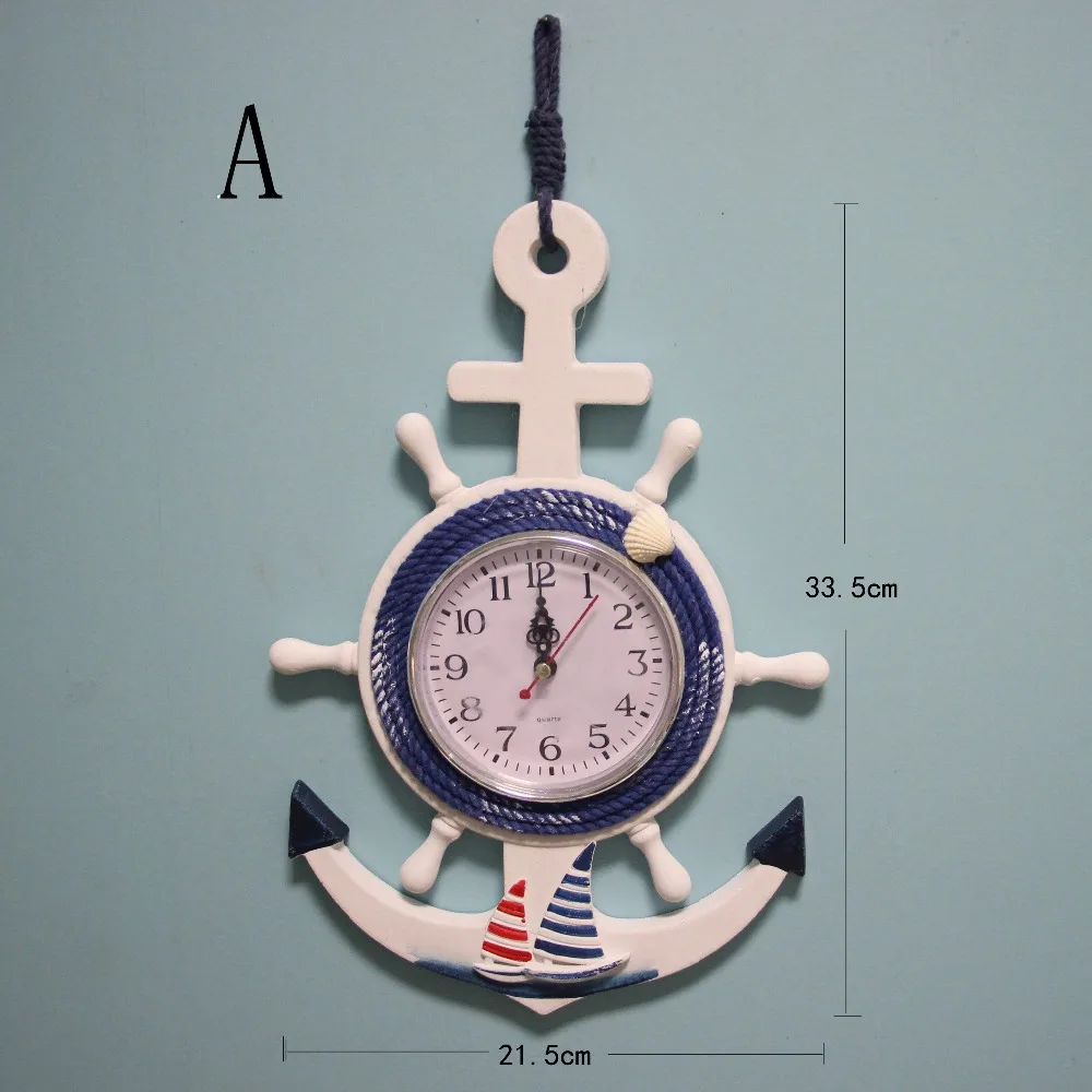 Часы в форме якоря Пляж Морская тема морской корабль колесо рулевое колесо Декор Настенный декор магазин при фабрике