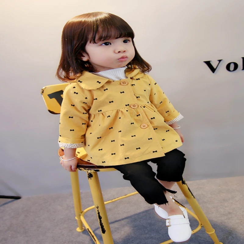 Baby girl Trench Coat In spring and autumn Small bowknot Pure color Outerwear for most fashionable Kids Children (4)