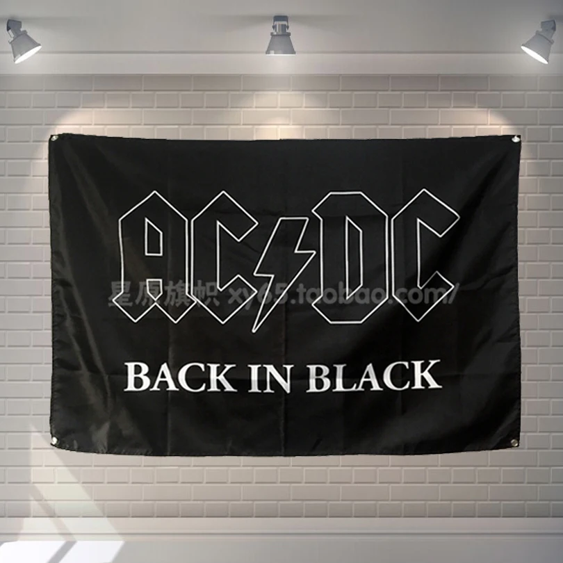 "ACDC BACK IN BLACK" Рок-постер музыкальной группы баннер 4 отверстия Висячие флажки 56X36 дюймов игры Бильярд Декор зала стены фон