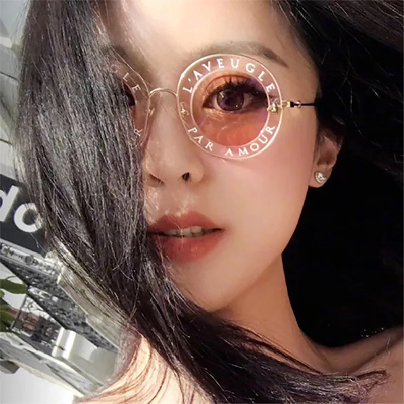 ASUOP 2018 New Retro Round Lady Sunglasses English Letter Bees Men Luxury Brand Cat Eye Glasses UV400 Color Travel Travel Goggle (12)