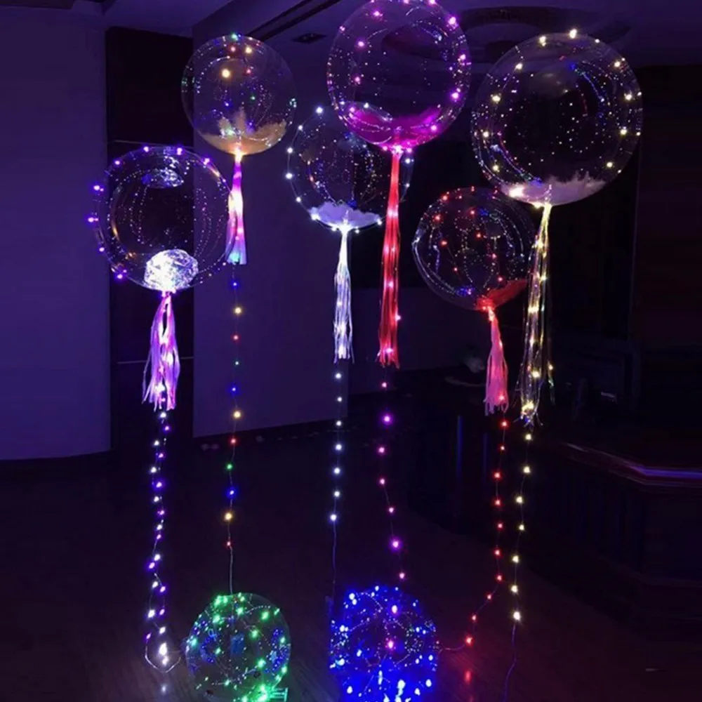18Inch Luminous Led Balloon LED Air Balloon String Lights Round Bubble Helium Balloons Kids font b