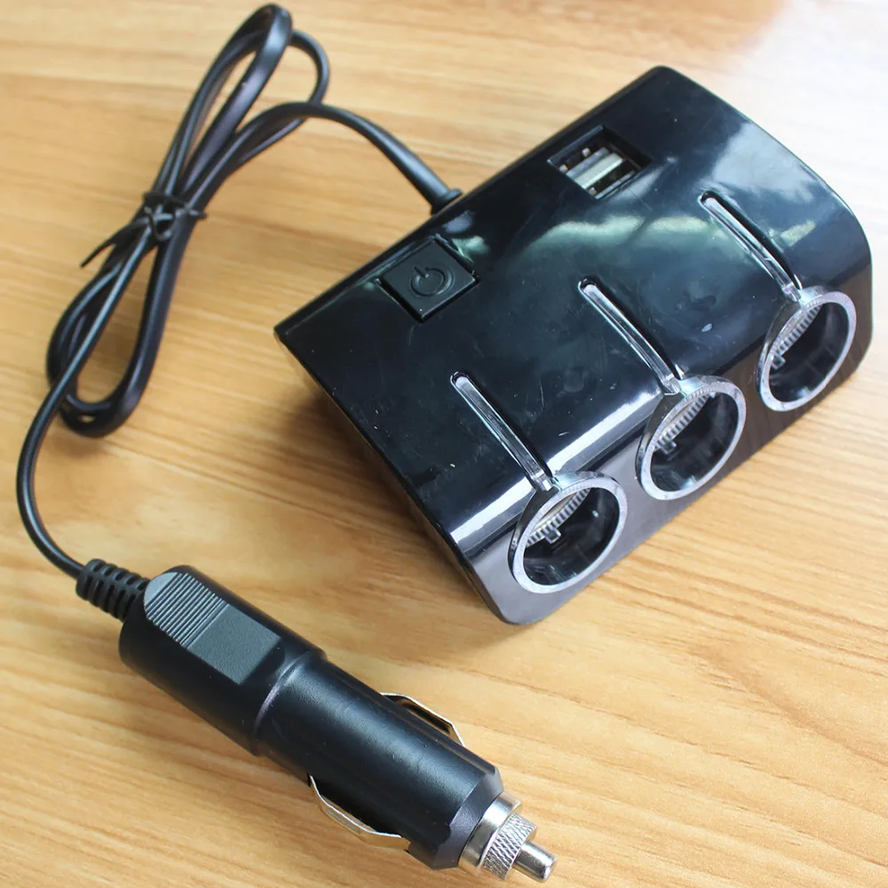 Dewtreetali, 3 розетки, 120 Вт, автоприкуриватель, разветвитель, 2 USB порта, зарядное устройство, адаптер с переключателем, аксессуары для автомобиля