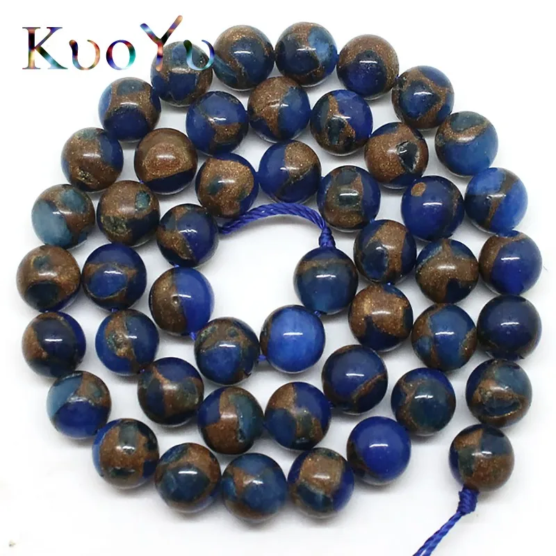 

Natural Blue Cloisonne Stone Beads Round Loose Bead 6/8/10 mm For Jewelry Making DIY Bracelet Necklace Jewellery 15" Strand