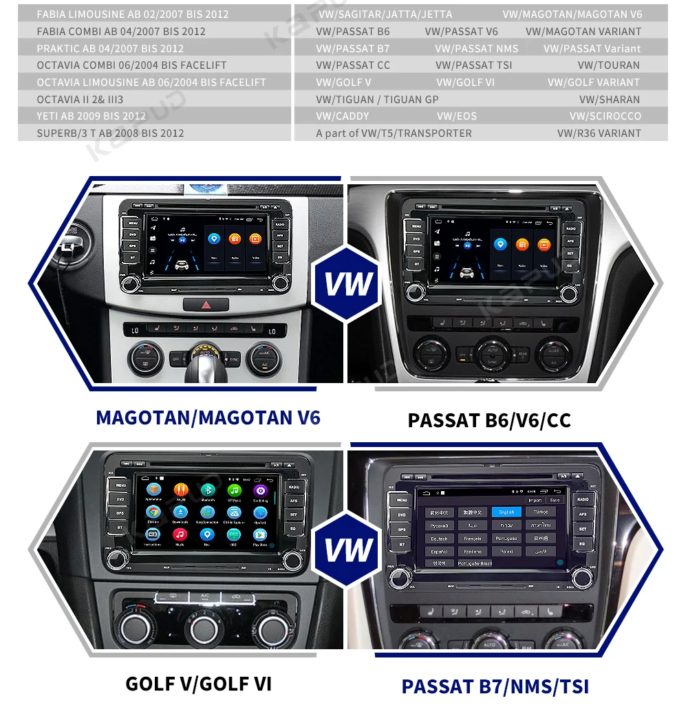Sale Kapud 2Din Car Radio Audio DVD Multimedia Player For Golf 5/Passat B6/Touran/Polo/Tiguan/Seat/Skoda Quad Core android 9.0 GPS 4
