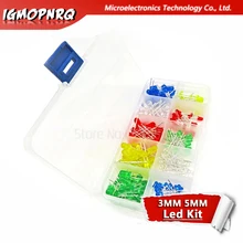 10 шт.* 20 шт. 200 шт. 3 мм 5 мм светодиодный комплект смешанных цветов красный зеленый желтый синий белый светильник светодиод Ассортимент с коробкой