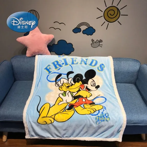 Одеяло disney Mickey mouse из кораллового флиса с шерпой и подложкой, 100x140 см, покрывало для малышей, детей, на кровать, кроватку/диван, осенне-зимнее одеяло - Цвет: sherpa backing 2