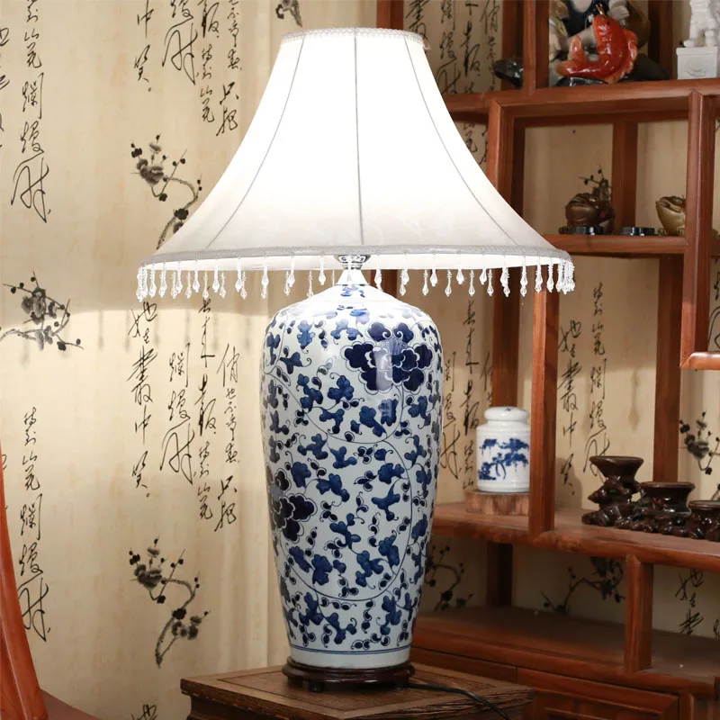 China Antique Living Room Vintage Table Lamp Porcelain Ceramic Table Lamp wedding decoration table lamp ceramic base blue and white (1)