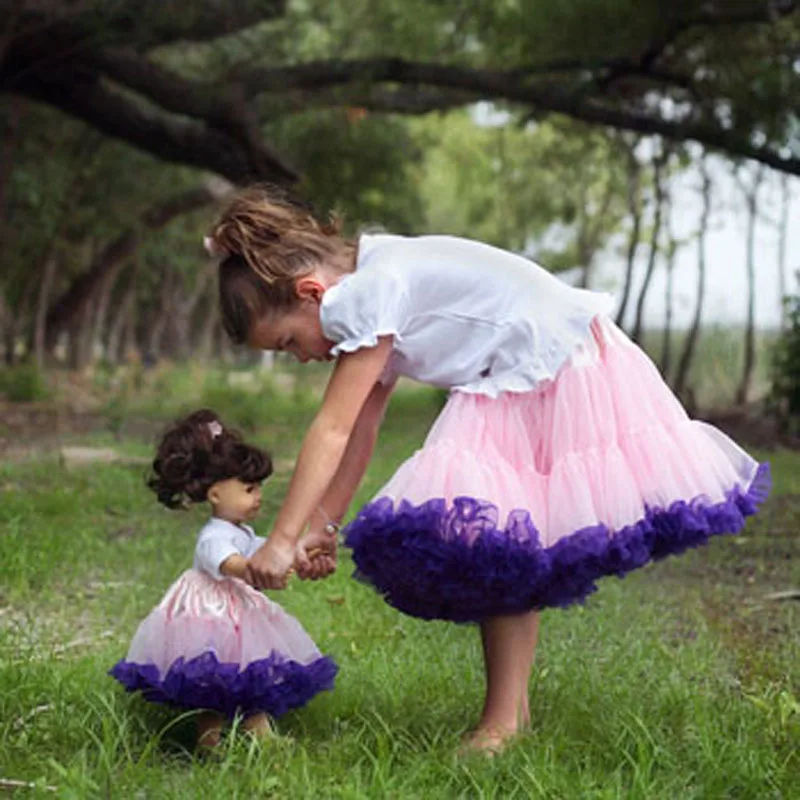 

Children tutu skirt toddler girls children dancing class skirts pettiskirts doll tutu skirt light pink and dark purple