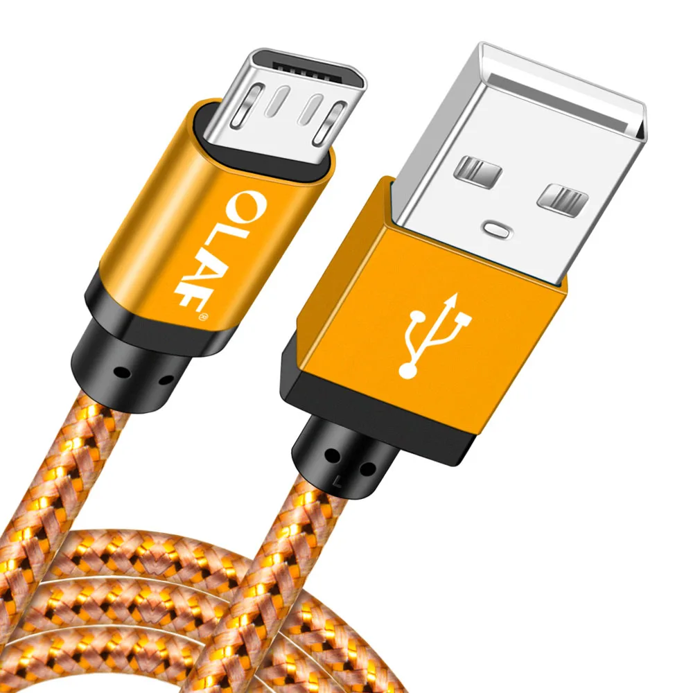 Олаф Micro USB кабель 1 м/2 м/3 м Плетеный USB кабель синхронизации данных для samsung S7 Xiaomi huawei LG htc быстрая зарядка Microusb Кабели для телефонов - Цвет: Yellow
