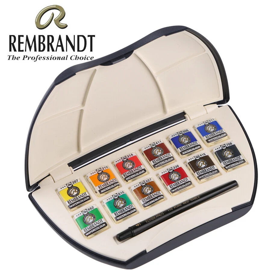 Free shipping REMBRANDT 12 color solid watercolor pigment Artist collection Edition Gift Box suit