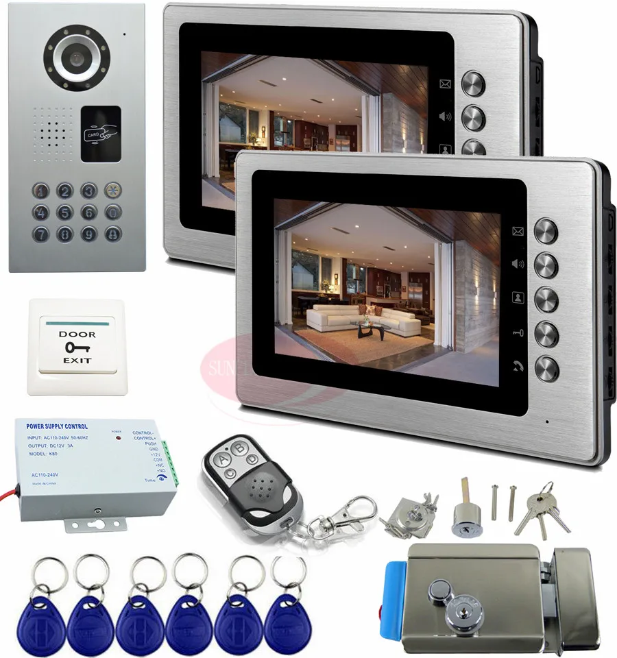 

IP65 Apartments Intercom Rfid Door Intercom Camera Video Door Phone System With Electronic Lock And Wireless Remote Control Kit