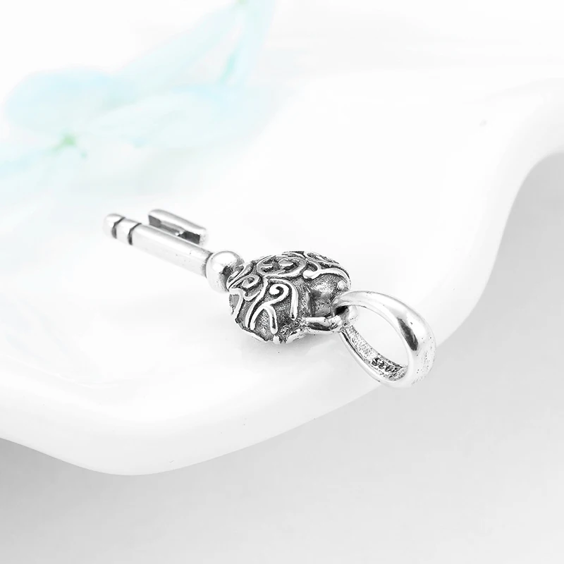 Настоящий 925 пробы серебряный ключ в форме сердца, изящные подвески, бусины, подходят к оригиналу Pandora, шарм, сделай сам, браслет для изготовления ювелирных изделий