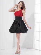 One Shoulde Rote Und Schwarze Kurze Prom Kleider Für Junioren Kurz Party Kleider Zwei Töne Bunte Taft In Günstige cd7007