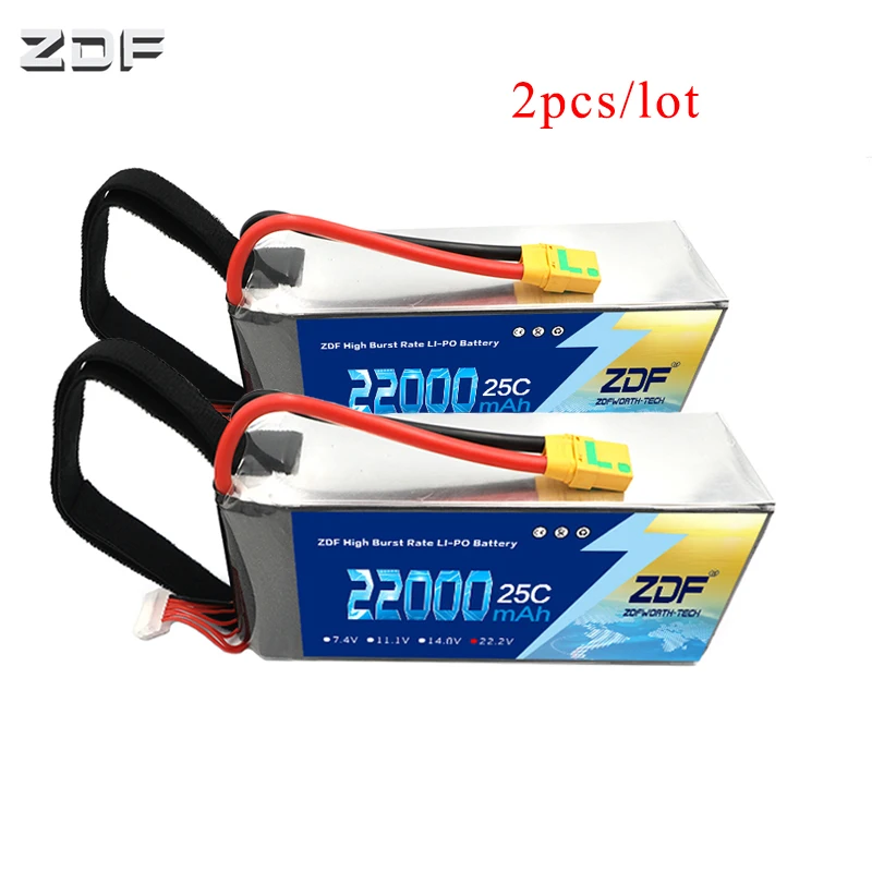 

ZDF Power 2pcs Li-polymer Lipo Battery 6S 22.2V 22000mah 25C Max 50C For Helicopter RC Model Quadcopter Airplane Drone CAR FPV