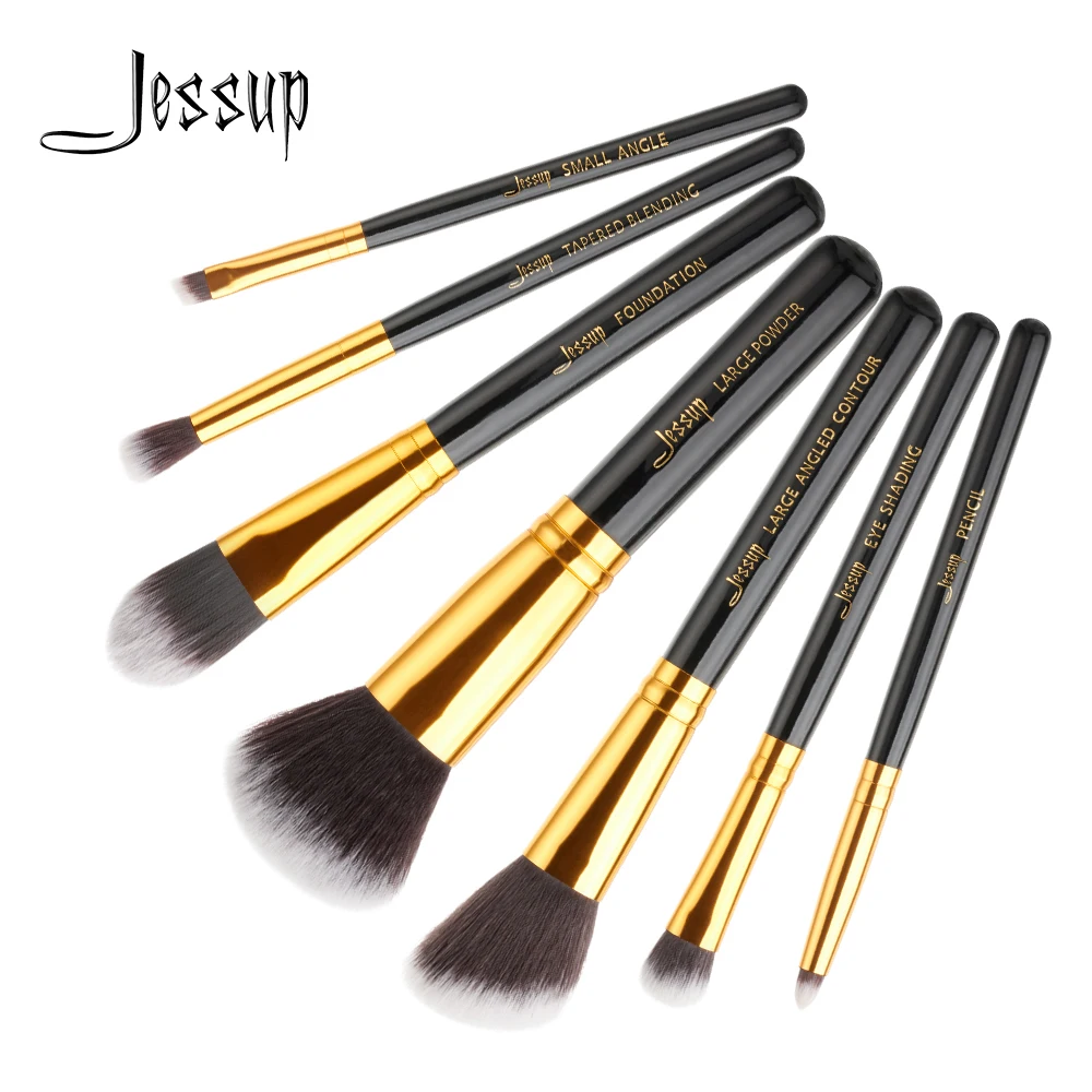 

Jessup Brushes 7Pcs Black/Gold Makeup Brushes Set Eyeshadow Foundation Wood Brush Blusher Cosmetic Tools T106