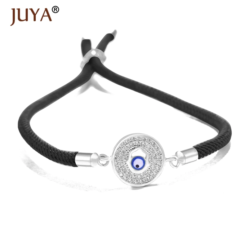 JUYA модные медь Циркон Стразы синий Турецкий Дурной глаз Charm веревочный браслет