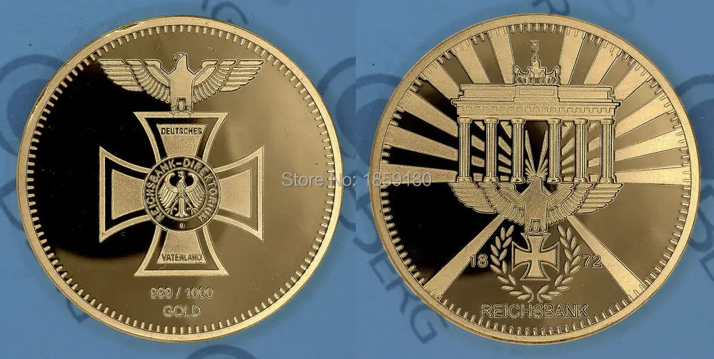 1872 Deutsche Reichsbank Gold coin WWII Nazi Gold PLATED 3rd Reich 1oz Bullion