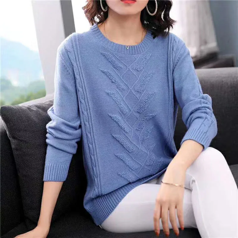 

2019 Fall Knitted Women Twisted Pullover Tops Casual Long Sleeve Ladies O-Neck Pull Jumper Female Autumn Knitting Sweaters