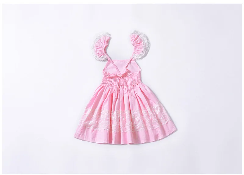 Baby Girls Summer Lace Pink Princess Dress Fly Sleeve Ruffles Kids Cotton Sundress Pageant Birthday Party Wedding Clothing (6)