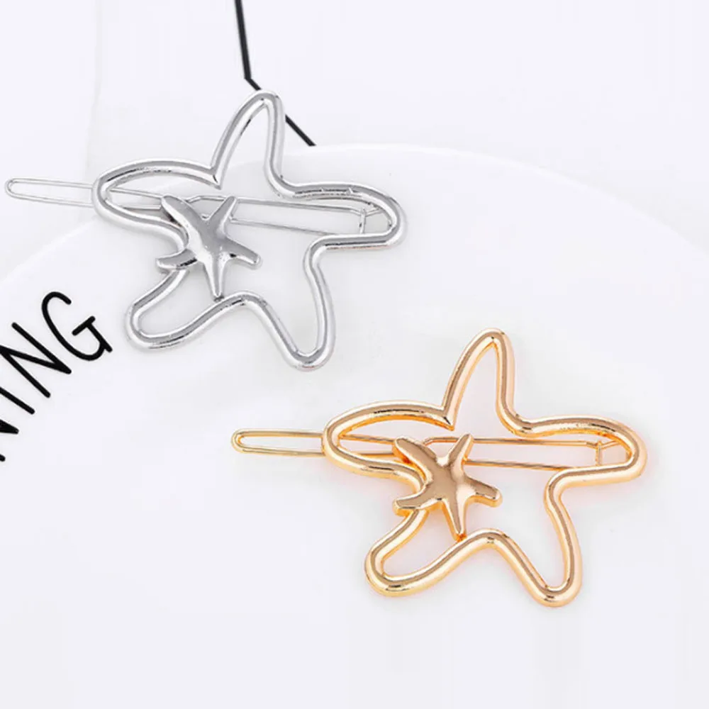 

Best Hair Decoration Hollow Metal Starfish Shape Hairpin Women Girls Gold/Silver Color Hair Clip Hair Accessories Dropshipping