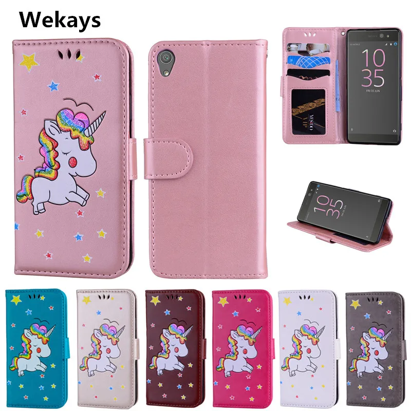 Чехол Wekays для Sony Xperia X F5122 F5121/XA F3112 F3113/XZ F8331 Кожаный флип + ТПУ мягкий милый