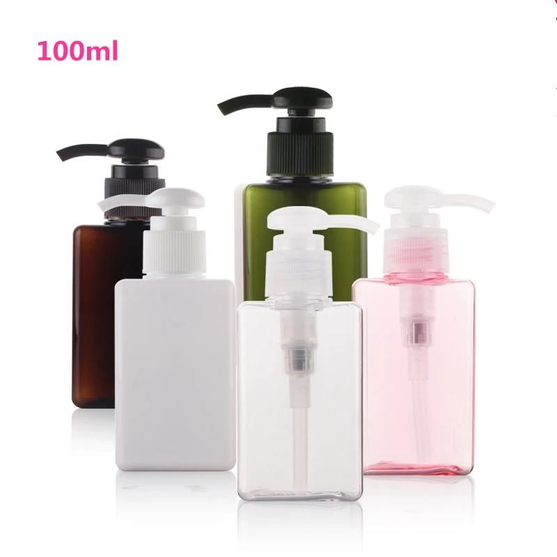 100ml plastic bottle,Square refillable shampoo bottle 3.5oz plastic shampoo bottle pink/white