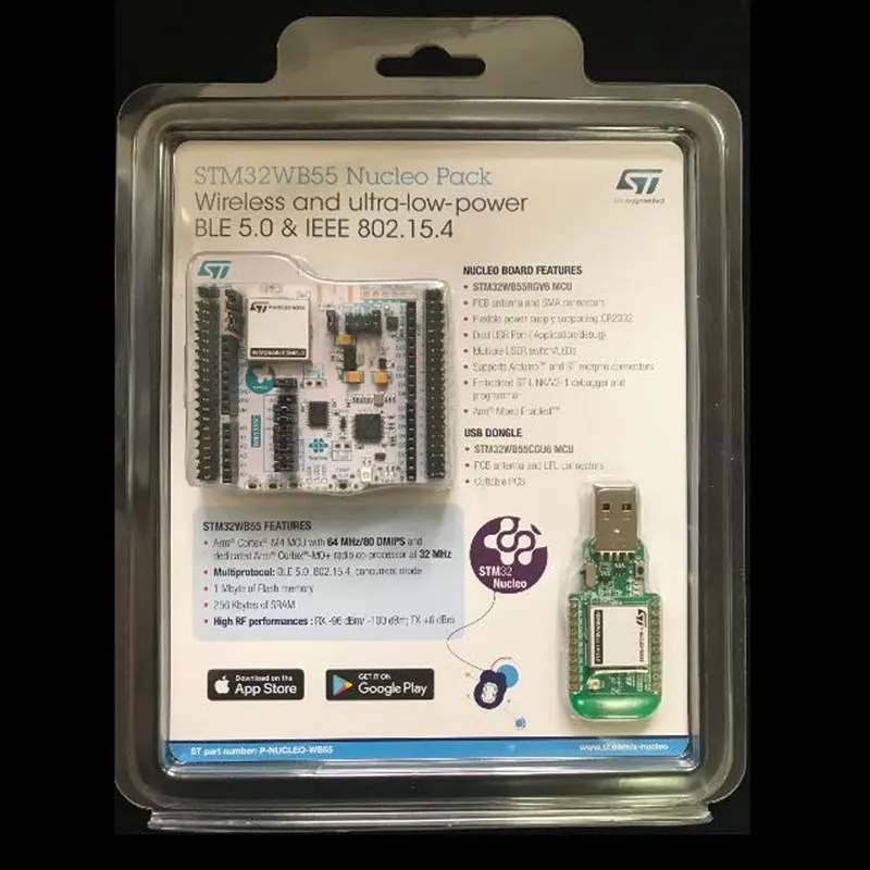 

1 pcs x P-NUCLEO-WB55 Development Kits ARM BLE Nucleo Pack including USB dongle and Nucleo-68 with STM32WB55 MCUs