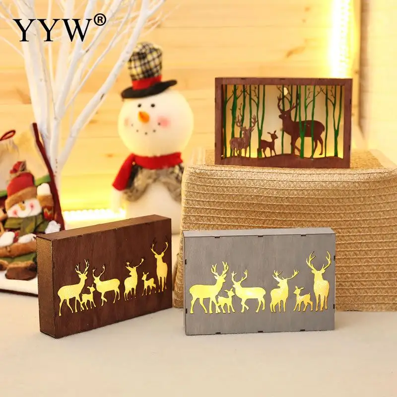 

Christmas Light Decor Christmas Ornaments Wooden Gift Accessories With Led Lights Decorations For Home New Year Party Decor
