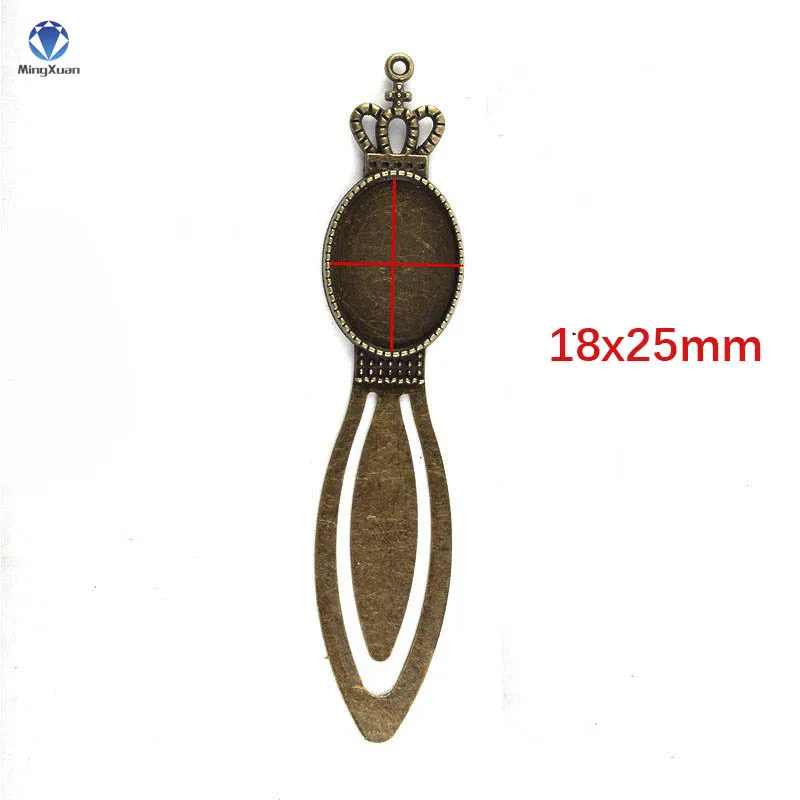 

MINGXUAN 18x25mm 5pcs Crown Bookmark Cabochon Base DIY Metal Bookmark Accessories For Jewelry Cabochon Bezel Setting Trays Blank
