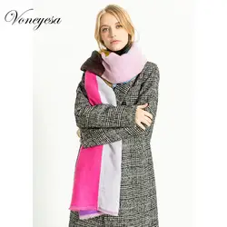 Voneyesa Для женщин кашемировый шарф теплые зимние вязаные длинные шали печатных геометрический Большие размеры шарф Элитный бренд 200x80cmroz1754