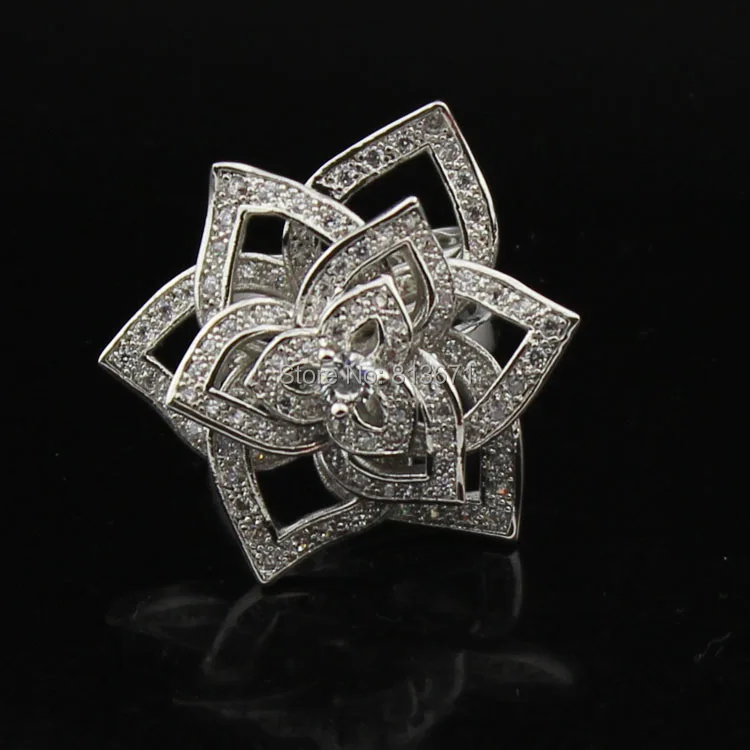 

Luxury flower design zircon ring Copper plated platinum with Australia zircon for woman fashion wedding ring suit party or gift
