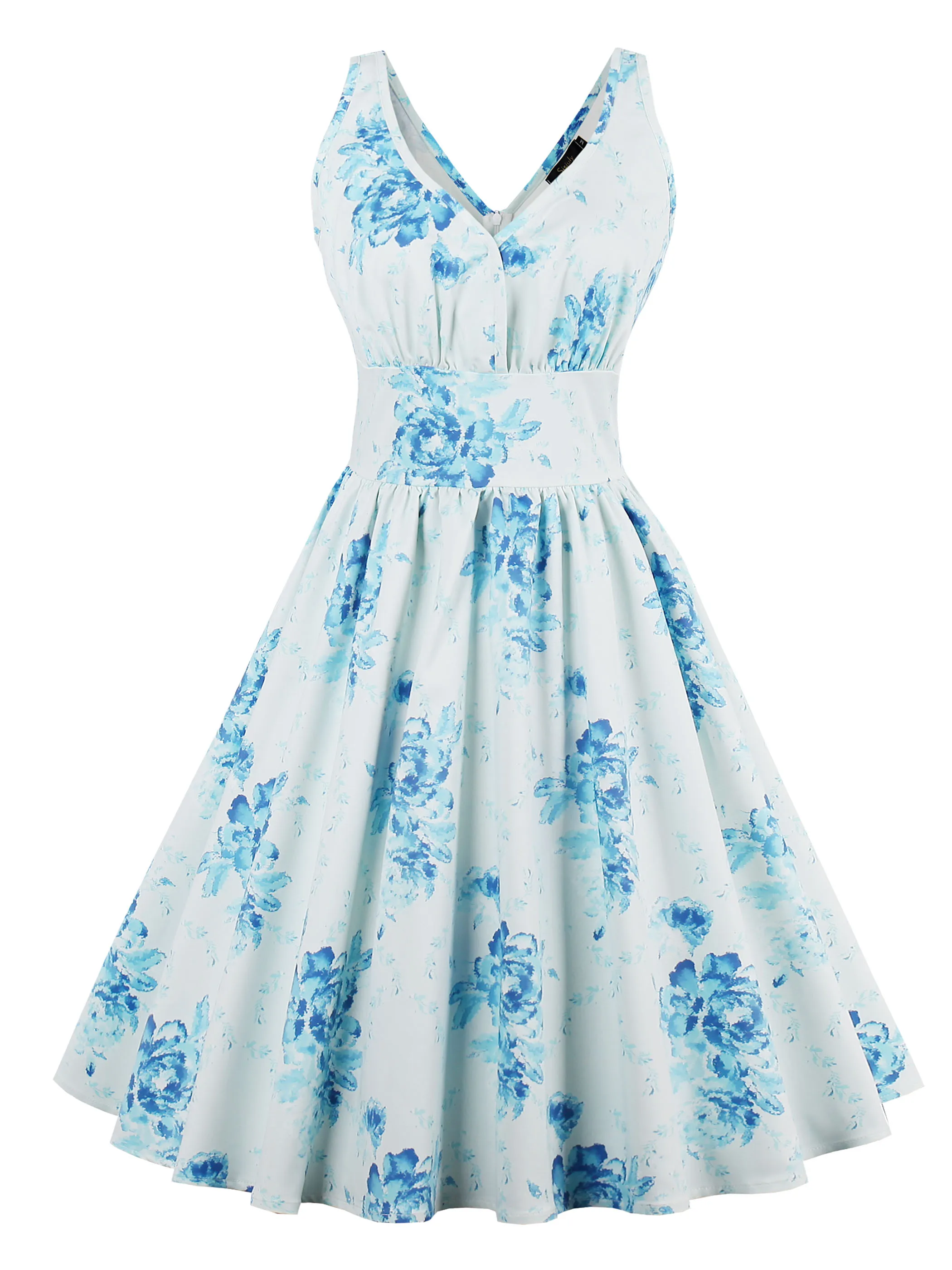 

Summer Elegant Vintage Plus Size Party Blue 3XL Sexy Women Midi Dresses Aline 2019 Print Retro Female Fashion Chic Dress