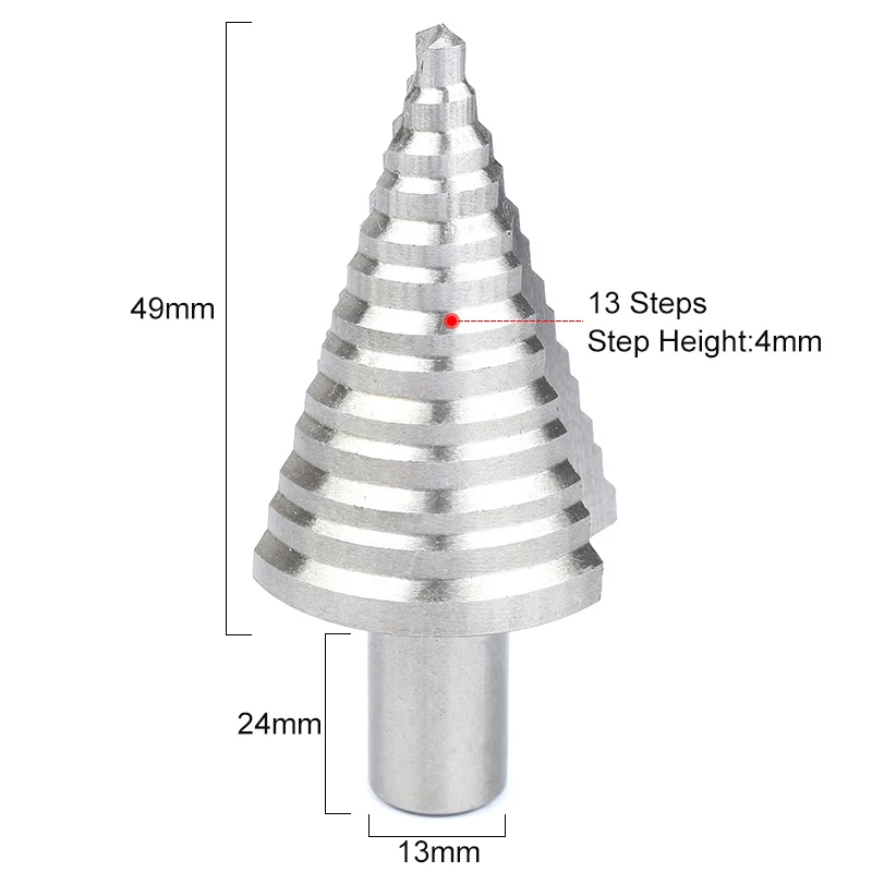 5-35mm HSS Step Drill Bit 13 Steps Round Shank Straight Flute Step Drill Rotary Tool Essential Pagoda Drill Hardware Tool 5-35mm HSS Step Drill Bit 13 Steps Round Shank Straight Flute Step Drill Rotary Tool Essential Pagoda Drill Hardware Tool