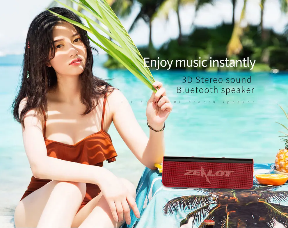 ZEALOT S31 портативный Bluetooth динамик беспроводной громкий динамик звуковая система 10 Вт стерео музыка объемный Настольный динамик