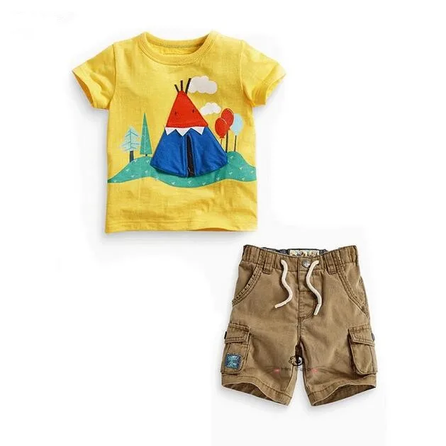 Новинка года, летние детские комплекты одежды для малышей комплект из 4 предметов для мальчиков, костюм в полоску Футболка+ синяя футболка с машинкой+ футболка+ джинсы