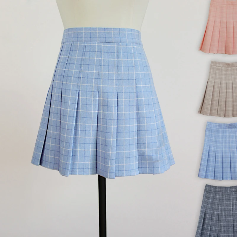 

Women's Japanese Style Hight School Uniform Mini High Waist Plaid Pleated Skirt Cute Lolita Mini Short Skirts 4 Colors