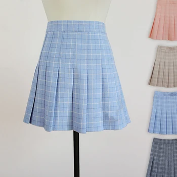 

Women's Japanese Style Hight School Uniform Mini High Waist Plaid Pleated Skirt Cute Lolita Mini Short Skirts 4 Colors