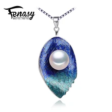 Fenasy joyería de perlas collar de la hoja, genuino collar de perlas naturales, cloisonné perla choker collar pendiente de las mujeres 2017 nuevo esmalte