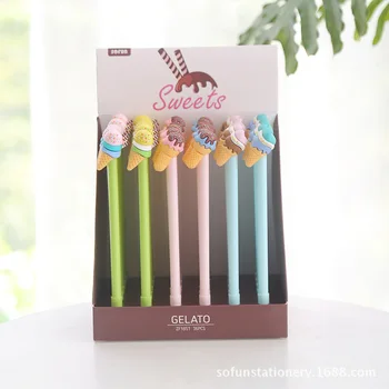 

36PCS/Lot New Cute Ice Cream Silicone Plastic Black Gel Pen Creative Children's Stationery