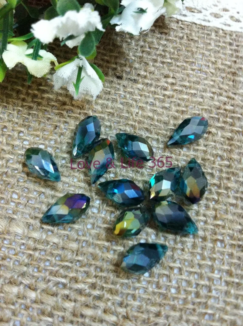 AAA Top Quality 6x12mm Teardrop Beads Crystal Glass peacock blue AB color 100pcs/lot Free Shipping | Украшения и аксессуары