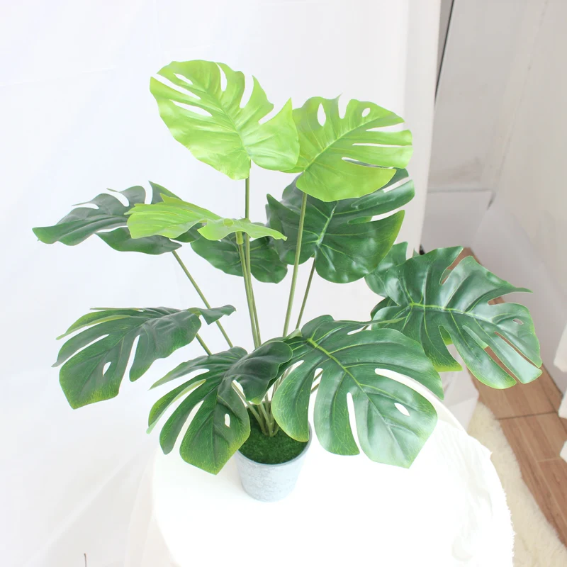 

73cm Fake Tree Turtle Leaf Bouquet Real Touch Artificial Plant Monstera Tropical Palm Leaves For Living Room Jungle Party Decor