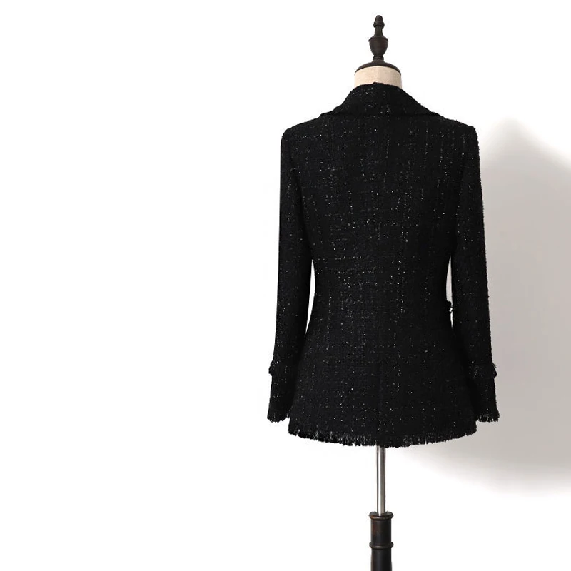 Tweed Blazer Women Elegant Double Breasted Office Blazer Femme Fashion Black Sequin Long Blazer Spring Jacket Ladies Blazer Tweed Blazer Women Elegant Double Breasted Office Blazer Femme Fashion Black Sequin Long Blazer Spring Jacket Ladies Blazer