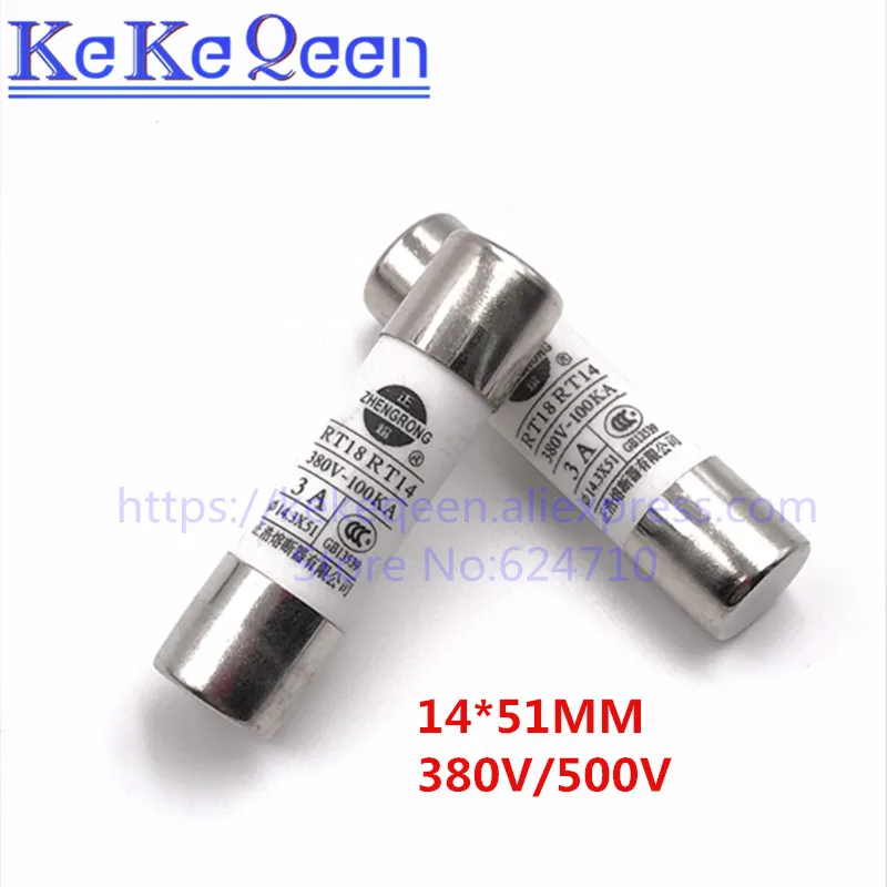 1 шт. предохранитель RO16 14*51 мм 14 3*51 1A 2A 3A 5A 10A 16A 25A 32A 40A 50A 63A 380V/500V керамический