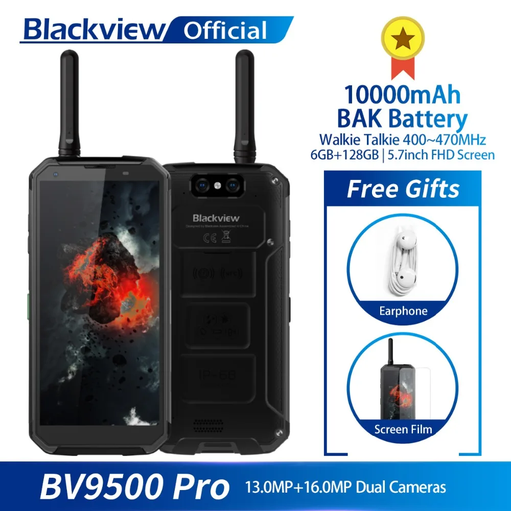 Blackview BV9500 Pro Водонепроницаемый Walkie Talkie смартфон 6 ГБ Оперативная память 128 ГБ Встроенная память Octa Core 5," FHD 18:9 10000 мАч Батарея мобильного телефона