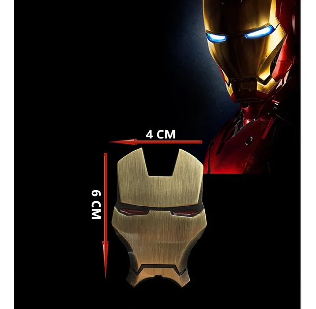 4x6cm 3D Chrome Metal Iron Man Car Emblem Stickers Decoration The