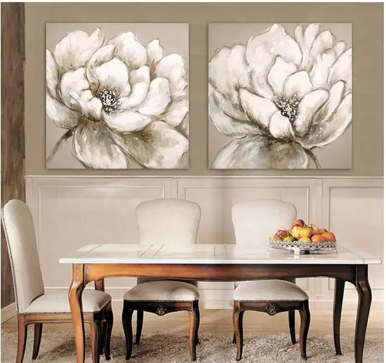 White hibiscus flower oil painting 