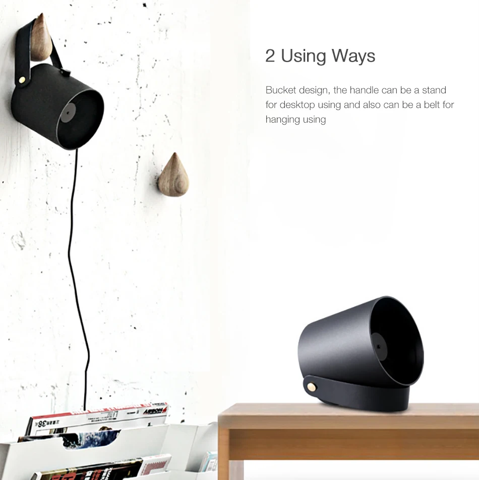 Creative Bucket Design Dual Motors Electronic Portable USB Charging 3 Adjustable Wind Mode Ultra Silent Table Fan