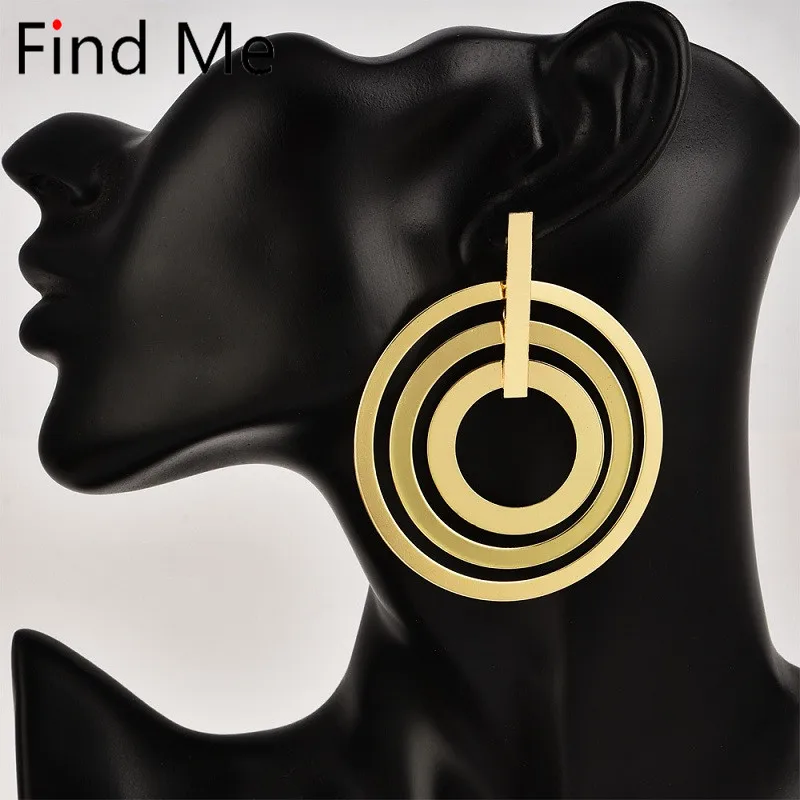 

Find Me 2019 new fashion Vintage simple alloy Drop Earrings for Women Jewelry multilayer big circle dangle Earrings wholesale